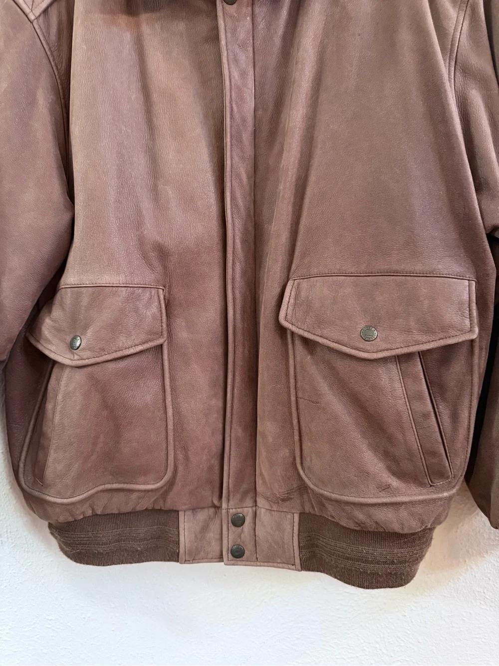 Roundtree Yorke brown leather aviator bomber jacket